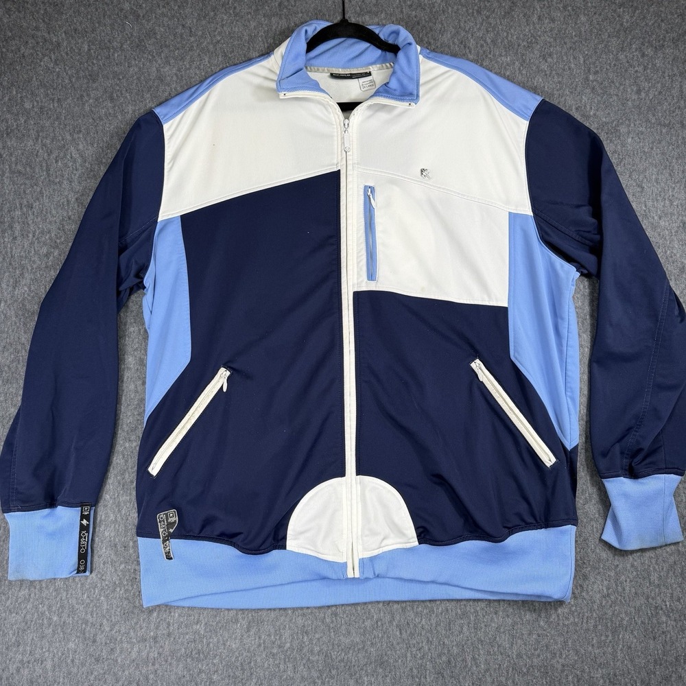 Rocawear Track Jacket Mens XXL Colorblock Blue & White Polyester Y2K